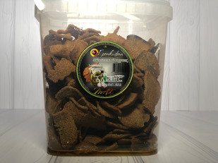 Бастони Чипсы свиные классические: Ведро Ржаные гренки с малосольным огурчиком